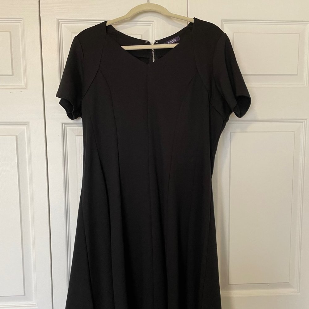 Roamans Ponte Seamed Flare Dress Size 14W Black
